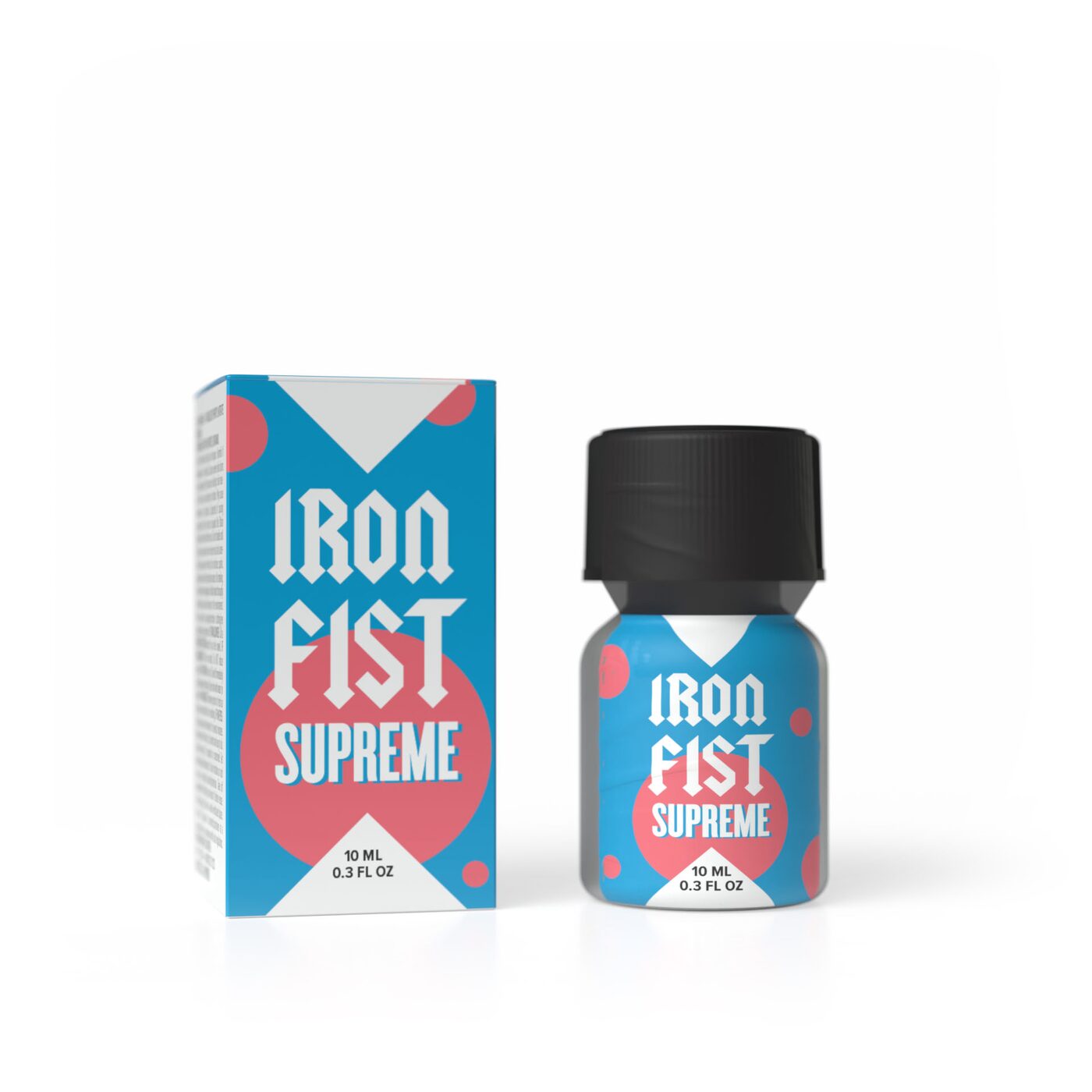 Iron Fist Supreme 10ML, Iron Fist Supreme 24ml, flacon aluminium étiquette cyan et corail, formule R&D, PWD Factory